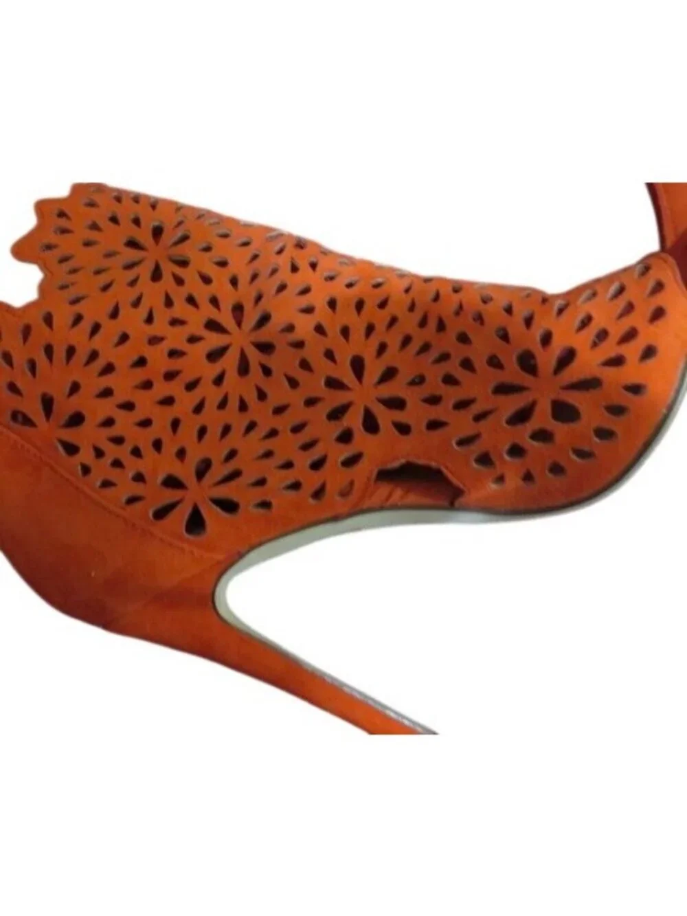 Aldo Ralidien Red Vegan Leather perforated peep toe booties heeled ankle boots